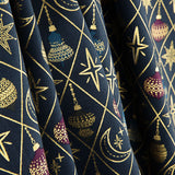 Popelín Navidad Bolas y Estrellas Azul Marino - Ribes y Casals