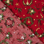 Popelín Navidad Coronas Rojo - Ribes y Casals