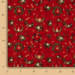 Popelín Navidad Coronas Rojo - Ribes y Casals