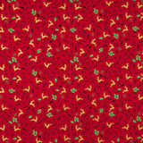 Popelín Navidad Renos y Acebo Rojo - Ribes y Casals