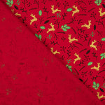 Popelín Navidad Renos y Acebo Rojo - Ribes y Casals