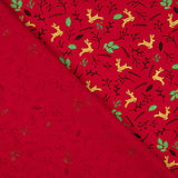 Popelín Navidad Renos y Acebo Rojo - Ribes y Casals