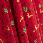 Popelín Navidad Renos y Acebo Rojo - Ribes y Casals