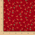Popelín Navidad Renos y Acebo Rojo - Ribes y Casals