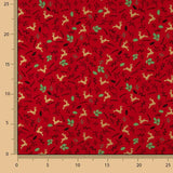 Popelín Navidad Renos y Acebo Rojo - Ribes y Casals