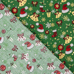 Popelín Navidad Motivos Navideños Verde - Ribes y Casals