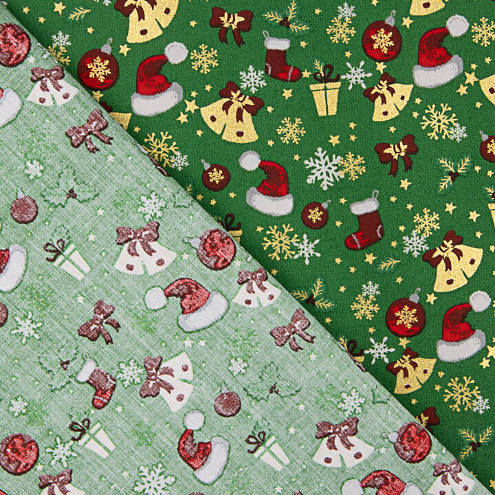 Popelín Navidad Motivos Navideños Verde - Ribes y Casals