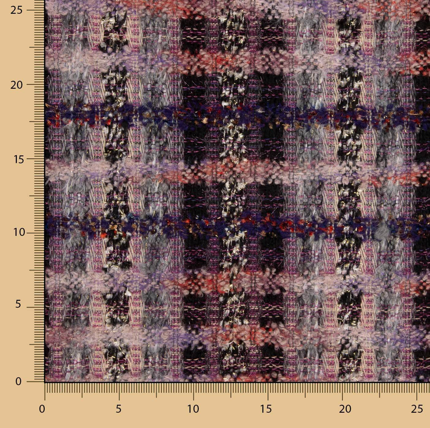 Tweed de Lana Mosaico Malva con Lúrex Dorado - Ribes y Casals