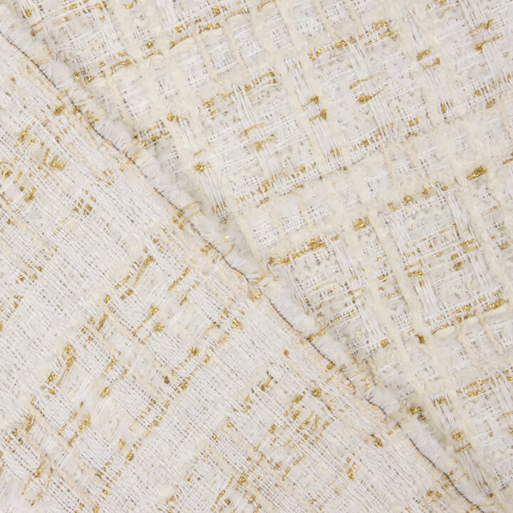 Tweed de Lana Lumière Ivory con Lúrex Dorado - Ribes y Casals