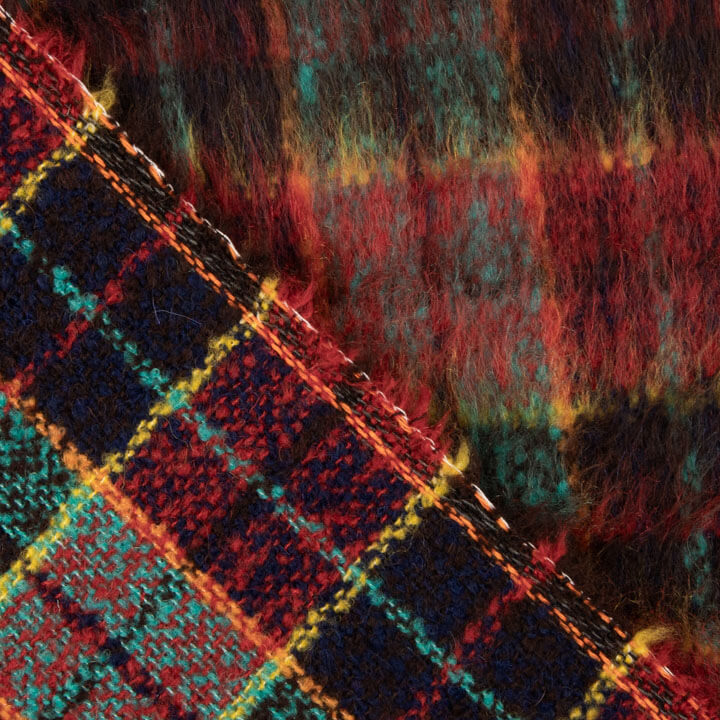 Tweed de Lana Glencoe Doble Faz Rojo y Turquesa - Ribes y Casals