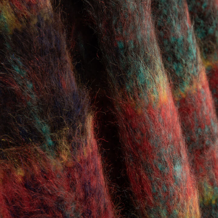 Tweed de Lana Glencoe Doble Faz Rojo y Turquesa - Ribes y Casals
