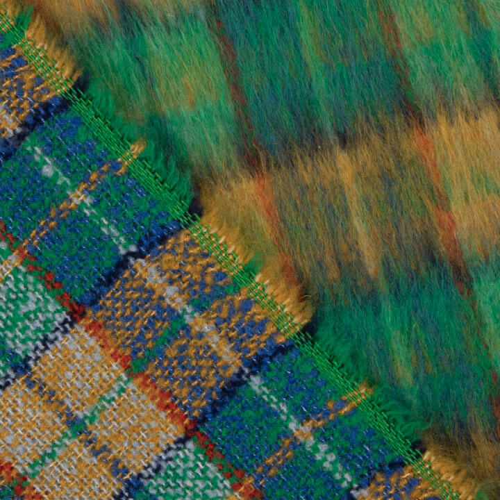 Tweed de Lana Glencoe Doble Faz Verde Esmeralda y Ocre - Ribes y Casals