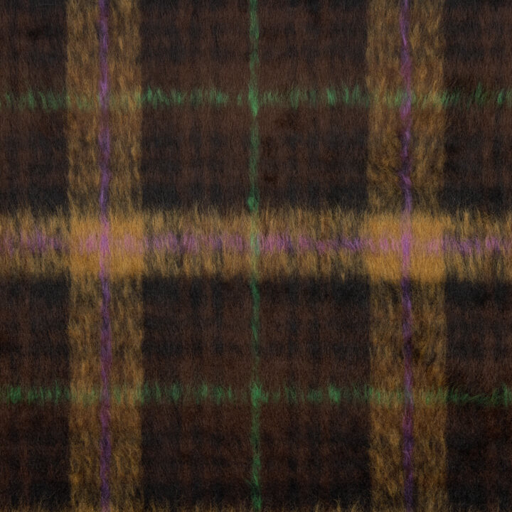 Tweed de Lana Braemar Doble Faz Chocolate y Violeta - Ribes y Casals