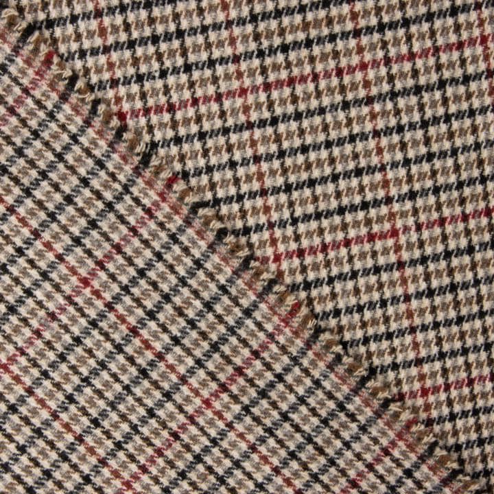 Loden de Lana Pata de Gallo Beige, Negro y Rojo - Ribes y Casals