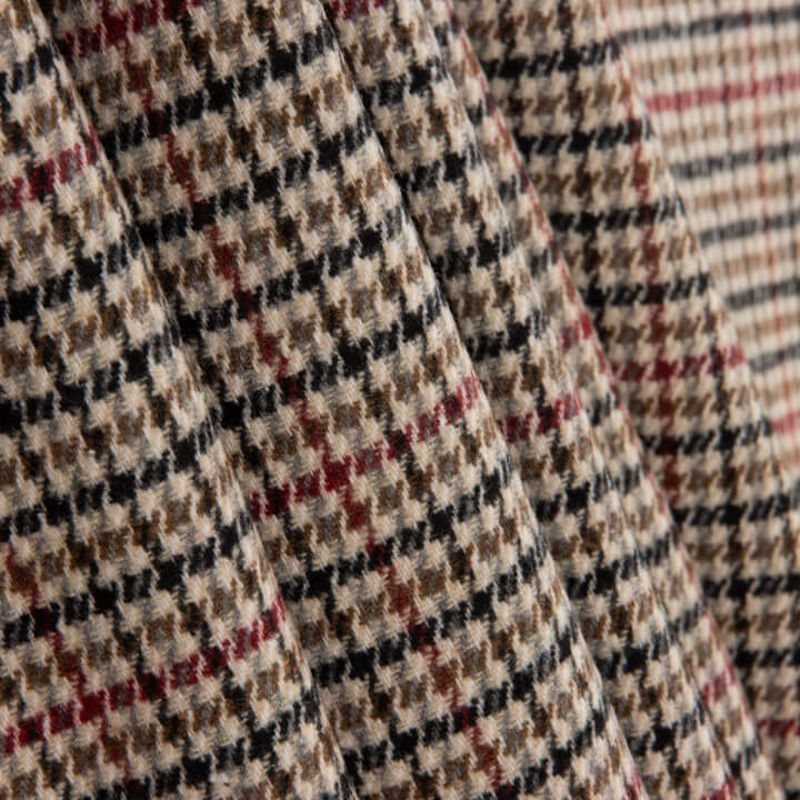 Loden de Lana Pata de Gallo Beige, Negro y Rojo - Ribes y Casals