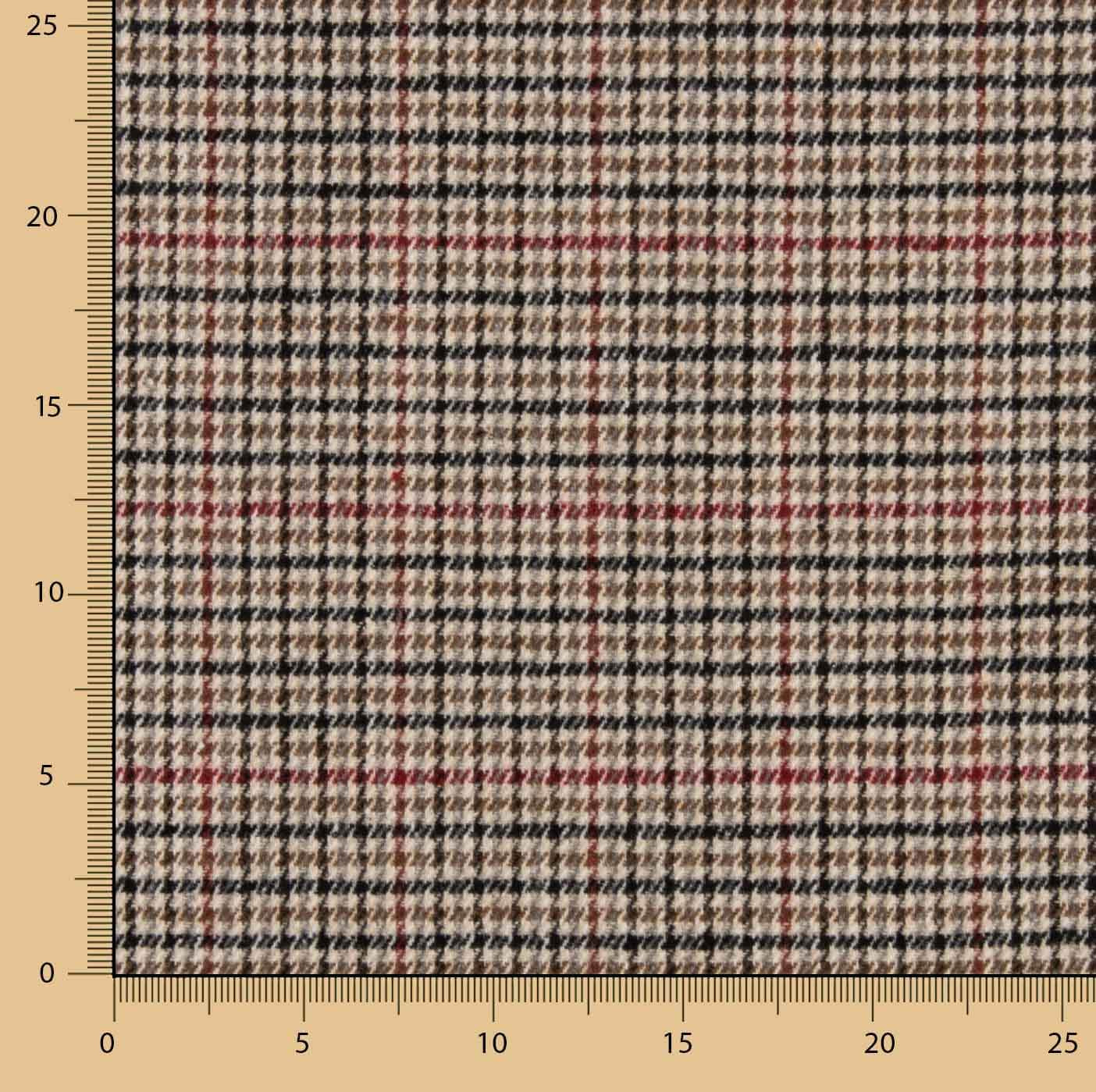 Loden de Lana Pata de Gallo Beige, Negro y Rojo - Ribes y Casals