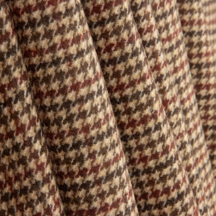 Loden de Lana Pata de Gallo Beige y Granate - Ribes y Casals