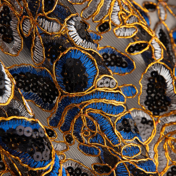 Bordado Rebrodé con Lentejuelas Alhambra Azul - Ribes y Casals