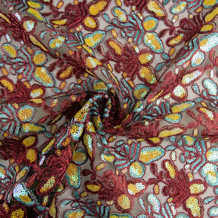 Bordado Rebrodé con Lentejuelas Alhambra Rojo - Ribes y Casals