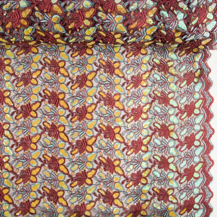 Bordado Rebrodé con Lentejuelas Alhambra Rojo - Ribes y Casals