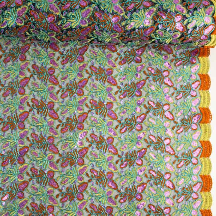 Bordado Rebrodé con Lentejuelas Alhambra Naranja/Amarillo - Ribes y Casals