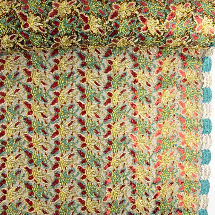 Bordado Rebrodé con Lentejuelas Alhambra Verde Turquesa - Ribes y Casals
