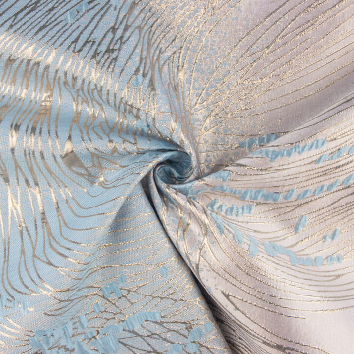Jacquard Fantasía Vórtice Azul Cielo y Marfil - Ribes y Casals