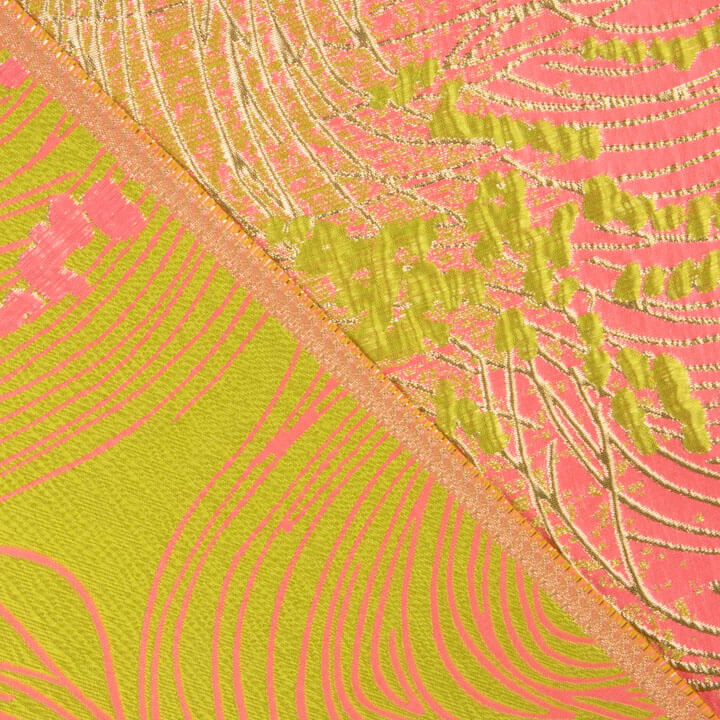 Jacquard Fantasía Vórtice Fucsia y Lima - Ribes y Casals
