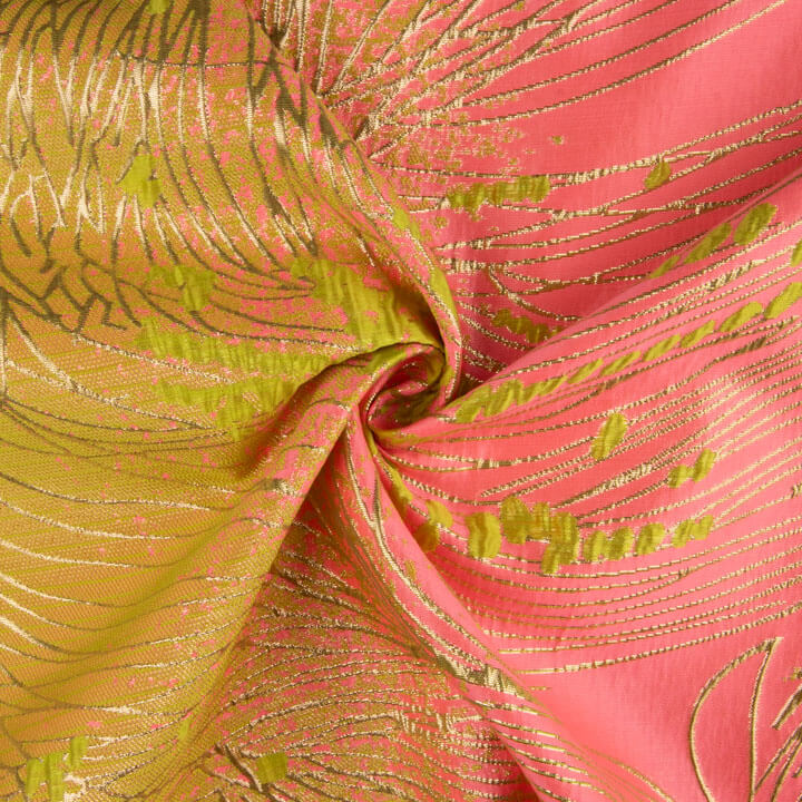 Jacquard Fantasía Vórtice Fucsia y Lima - Ribes y Casals