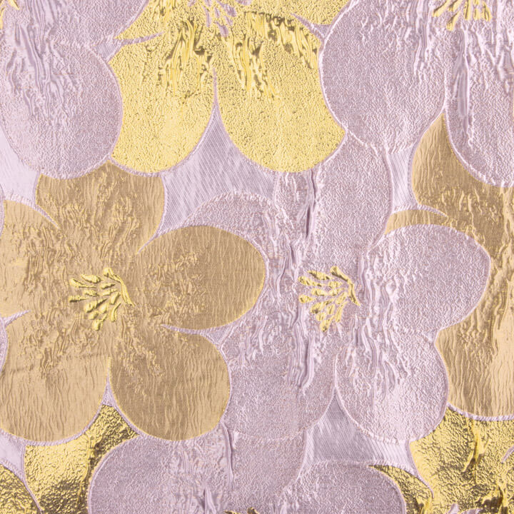 Jacquard Fantasía Pétalos Malva y Dorado - Ribes y Casals