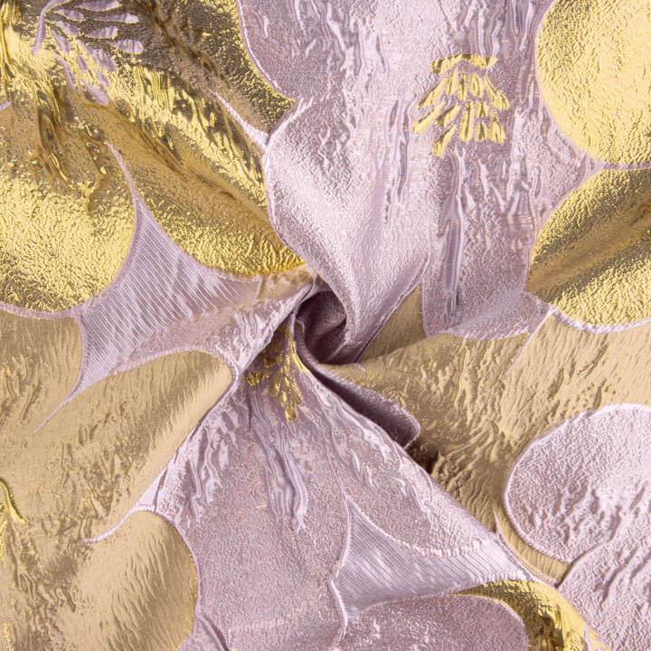 Jacquard Fantasía Pétalos Malva y Dorado - Ribes y Casals