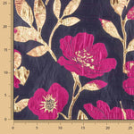 Brocado Fantasía Magnolia Azul, Fucsia y Dorado - Ribes y Casals