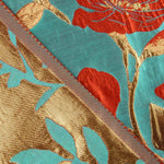 Brocado Fantasía Magnolia Turquesa, Rojo y Dorado - Ribes y Casals