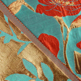 Brocado Fantasía Magnolia Turquesa, Rojo y Dorado - Ribes y Casals