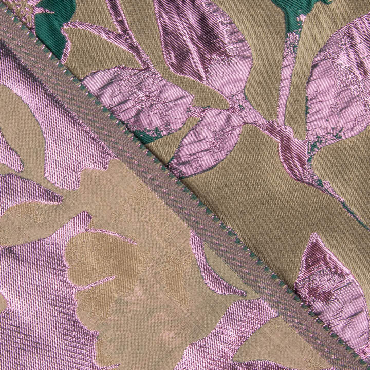 Brocado Fantasía Magnolia Topo, Verde y Rosa - Ribes y Casals