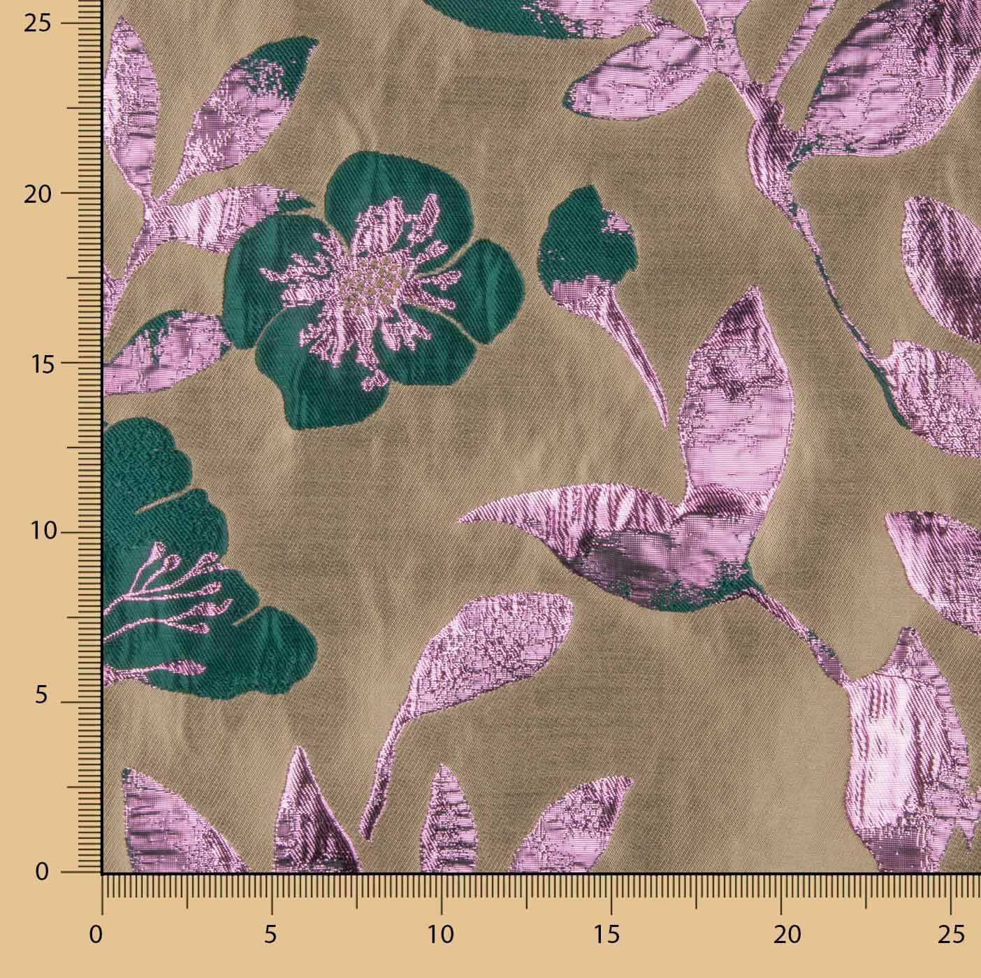 Brocado Fantasía Magnolia Topo, Verde y Rosa - Ribes y Casals