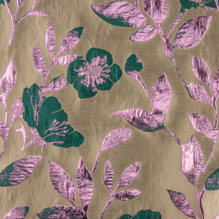 Brocado Fantasía Magnolia Topo, Verde y Rosa - Ribes y Casals