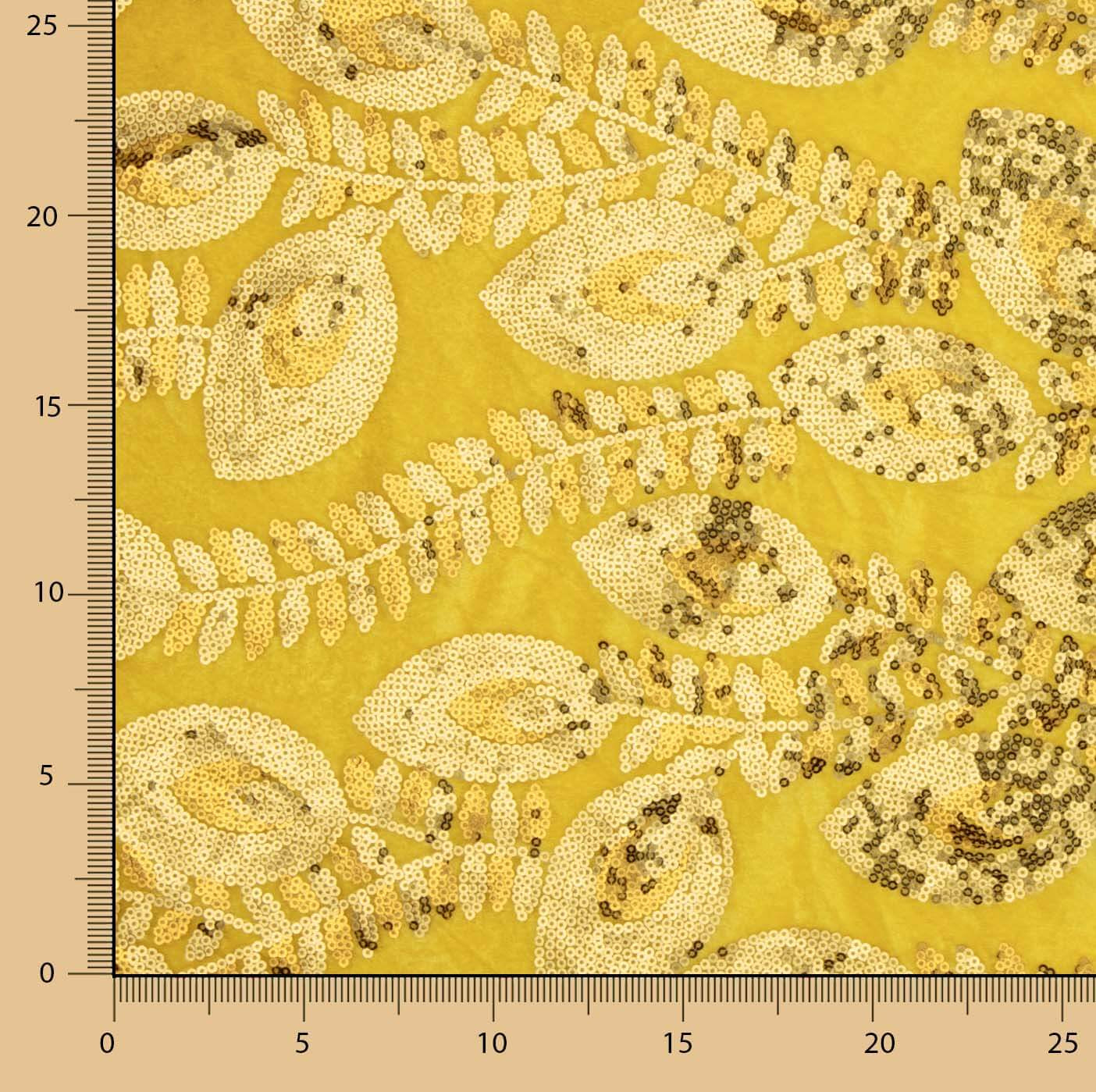 Terciopelo Bordado con Lentejuelas Dalia Amarillo - Ribes y Casals