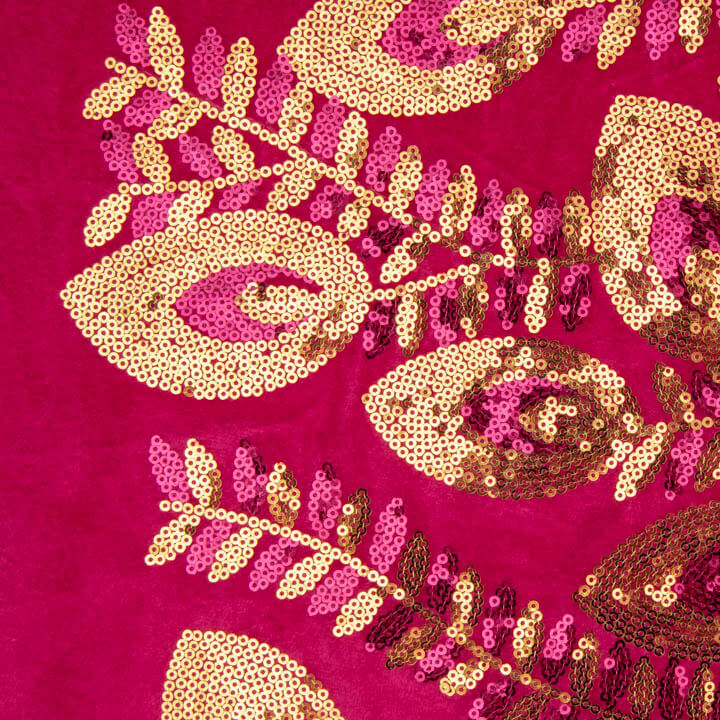 Terciopelo Bordado con Lentejuelas Dalia Fucsia - Ribes y Casals