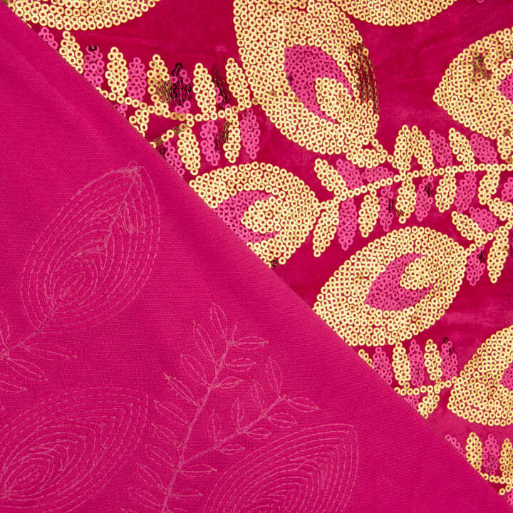 Terciopelo Bordado con Lentejuelas Dalia Fucsia - Ribes y Casals