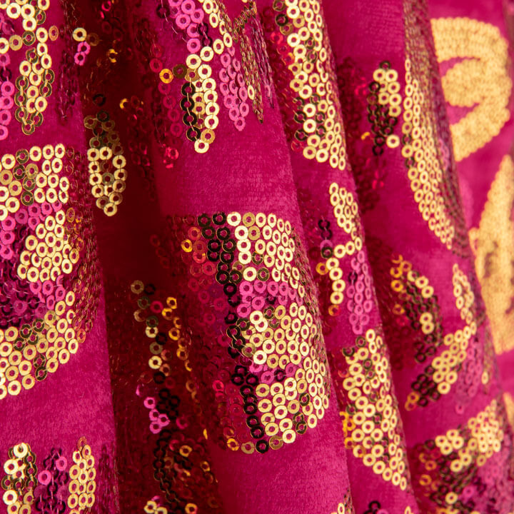 Terciopelo Bordado con Lentejuelas Dalia Fucsia - Ribes y Casals