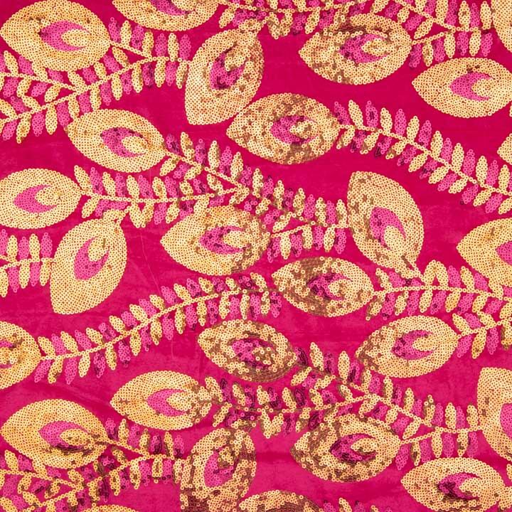 Terciopelo Bordado con Lentejuelas Dalia Fucsia - Ribes y Casals