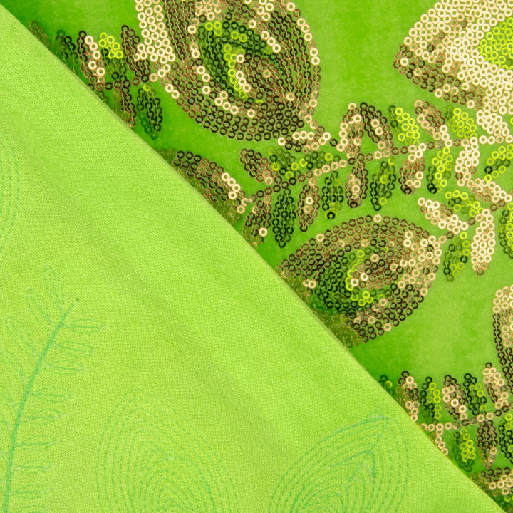 Terciopelo Bordado con Lentejuelas Dalia Verde Claro - Ribes y Casals
