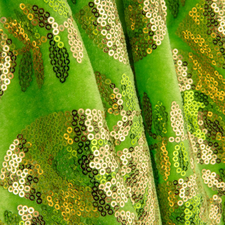 Terciopelo Bordado con Lentejuelas Dalia Verde Claro - Ribes y Casals