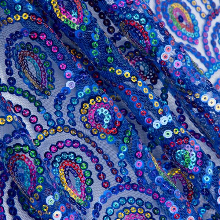 Tul Azul Fantasía Elástico con Lentejuelas Prisma - Ribes y Casals