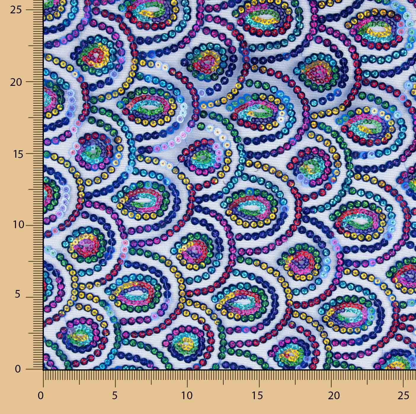 Tul Azul Fantasía Elástico con Lentejuelas Prisma - Ribes y Casals