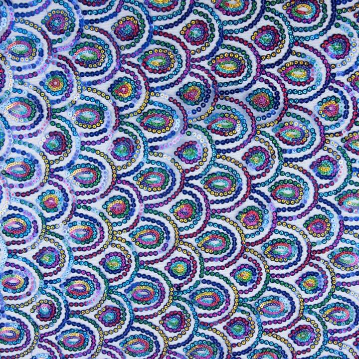 Tul Azul Fantasía Elástico con Lentejuelas Prisma - Ribes y Casals