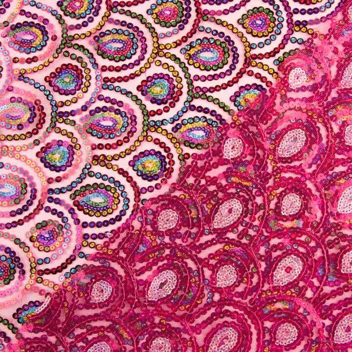 Tul Fucsia Fantasía Elástico con Lentejuelas Prisma - Ribes y Casals