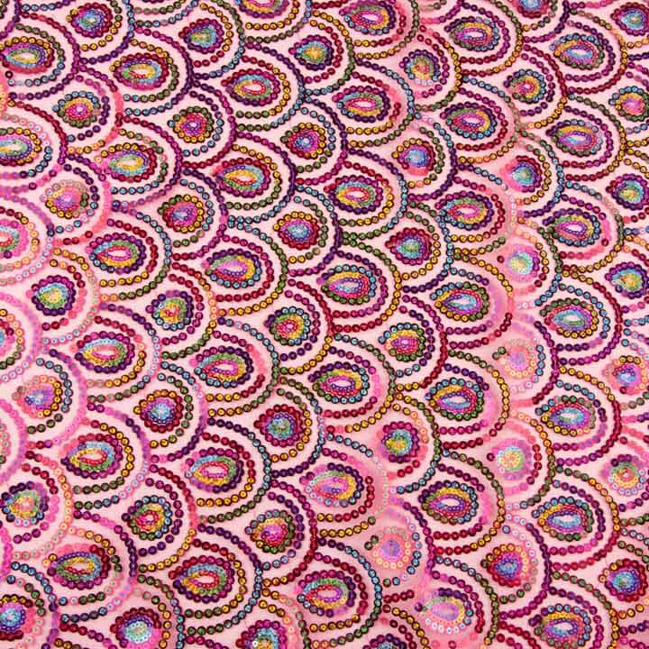 Tul Fucsia Fantasía Elástico con Lentejuelas Prisma - Ribes y Casals