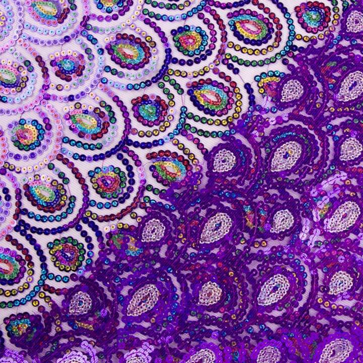 Tul Morado Fantasía Elástico con Lentejuelas Prisma - Ribes y Casals